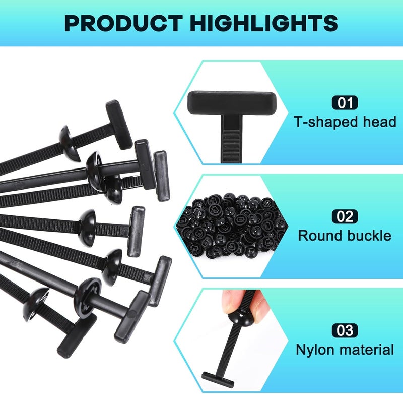 Denchy 200Pcs Nylon Universal Cable Tie Buckle, Ziplock Pro Car Button Grip Ziptie Lock Clips, Strap Style Self-Locking Zip Tie for Automotive Bumper Fender Liner Auto Body Trim Panel Fastener Push Rivets - Image 3